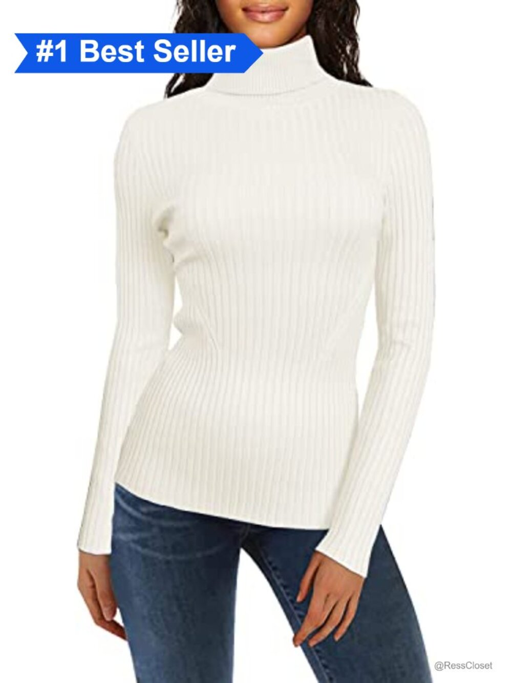 Ribbed Turtleneck Slim Fit Knit Pullover Sweater